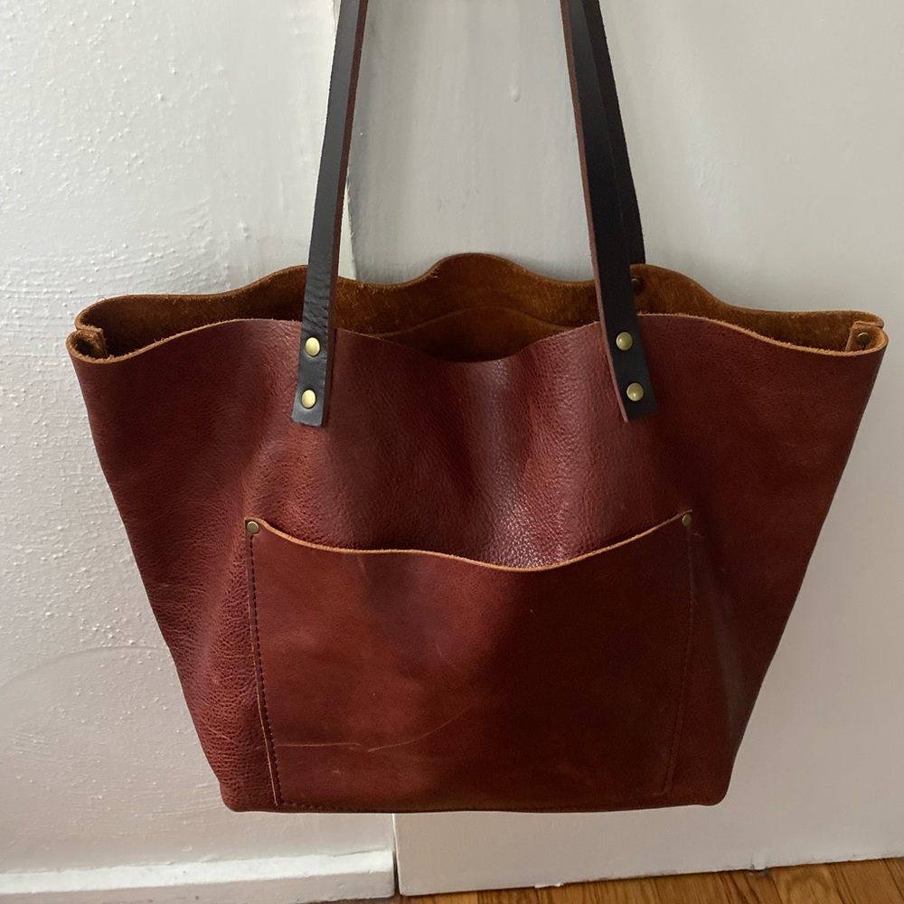 Portland Leather Goods Pebbled Leather Nutmeg Tote Bag - Picture 3 of 10